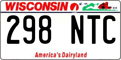 WI license plate 298NTC
