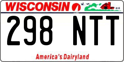 WI license plate 298NTT