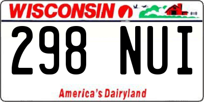 WI license plate 298NUI