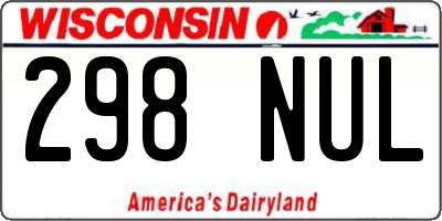 WI license plate 298NUL