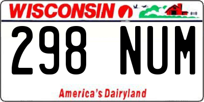 WI license plate 298NUM