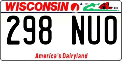 WI license plate 298NUO