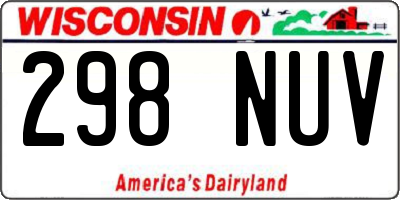 WI license plate 298NUV
