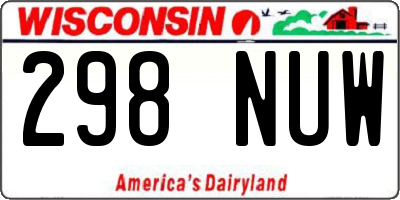 WI license plate 298NUW