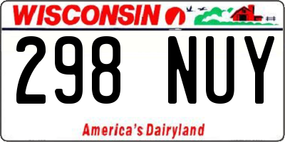 WI license plate 298NUY
