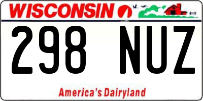 WI license plate 298NUZ