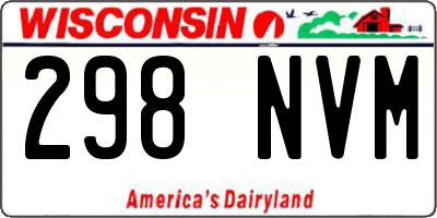 WI license plate 298NVM