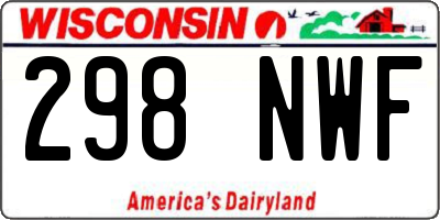 WI license plate 298NWF