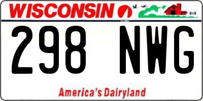 WI license plate 298NWG