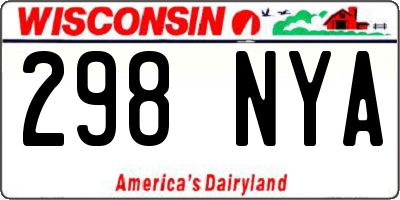 WI license plate 298NYA