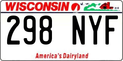 WI license plate 298NYF