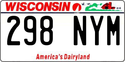 WI license plate 298NYM