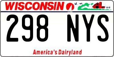 WI license plate 298NYS