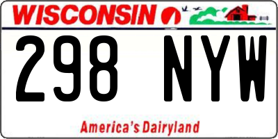 WI license plate 298NYW