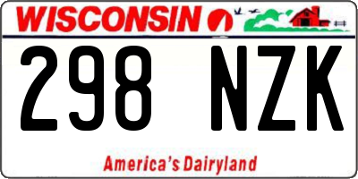 WI license plate 298NZK