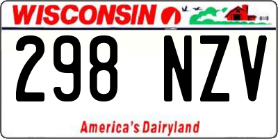 WI license plate 298NZV