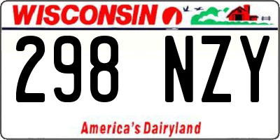 WI license plate 298NZY