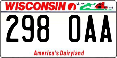 WI license plate 298OAA