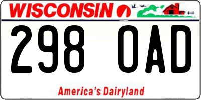 WI license plate 298OAD
