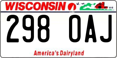 WI license plate 298OAJ