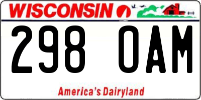 WI license plate 298OAM