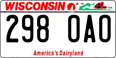 WI license plate 298OAO