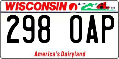 WI license plate 298OAP