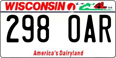 WI license plate 298OAR