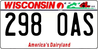 WI license plate 298OAS