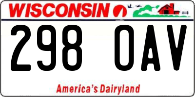 WI license plate 298OAV