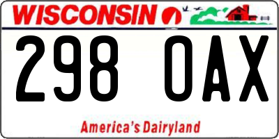 WI license plate 298OAX