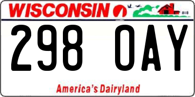 WI license plate 298OAY