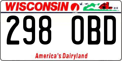 WI license plate 298OBD