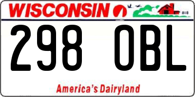 WI license plate 298OBL