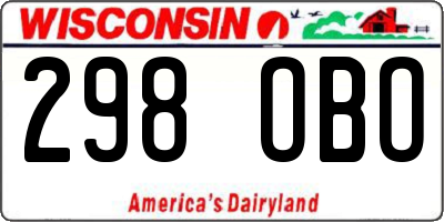 WI license plate 298OBO