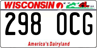 WI license plate 298OCG