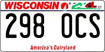 WI license plate 298OCS