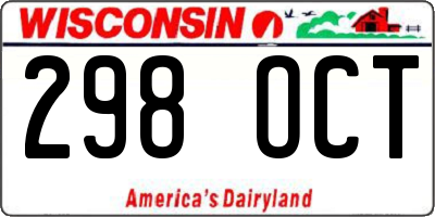 WI license plate 298OCT
