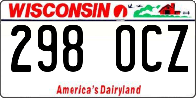 WI license plate 298OCZ