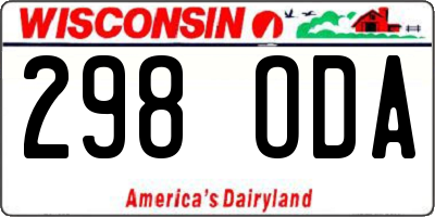 WI license plate 298ODA