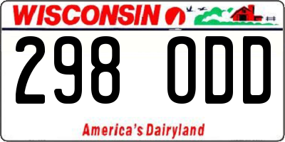 WI license plate 298ODD