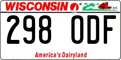 WI license plate 298ODF