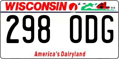 WI license plate 298ODG