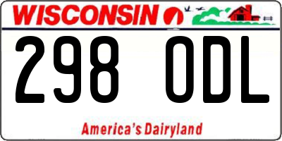 WI license plate 298ODL