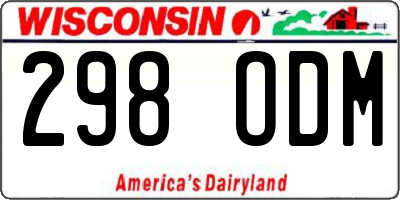 WI license plate 298ODM