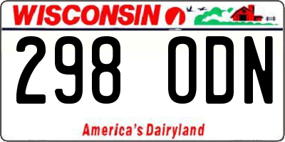 WI license plate 298ODN