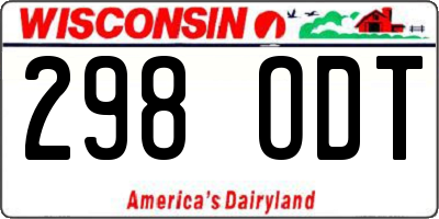 WI license plate 298ODT