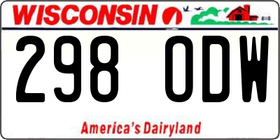 WI license plate 298ODW