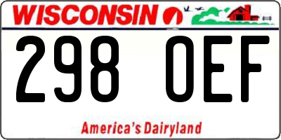 WI license plate 298OEF