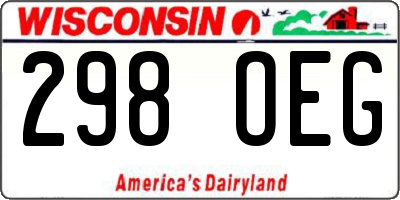 WI license plate 298OEG